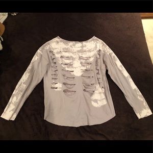 Tie Dye Long Sleeve Shirt with Ripped Back Details